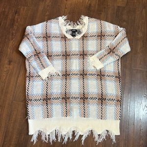 Just Polly Plaid Thick Oversized Sweater